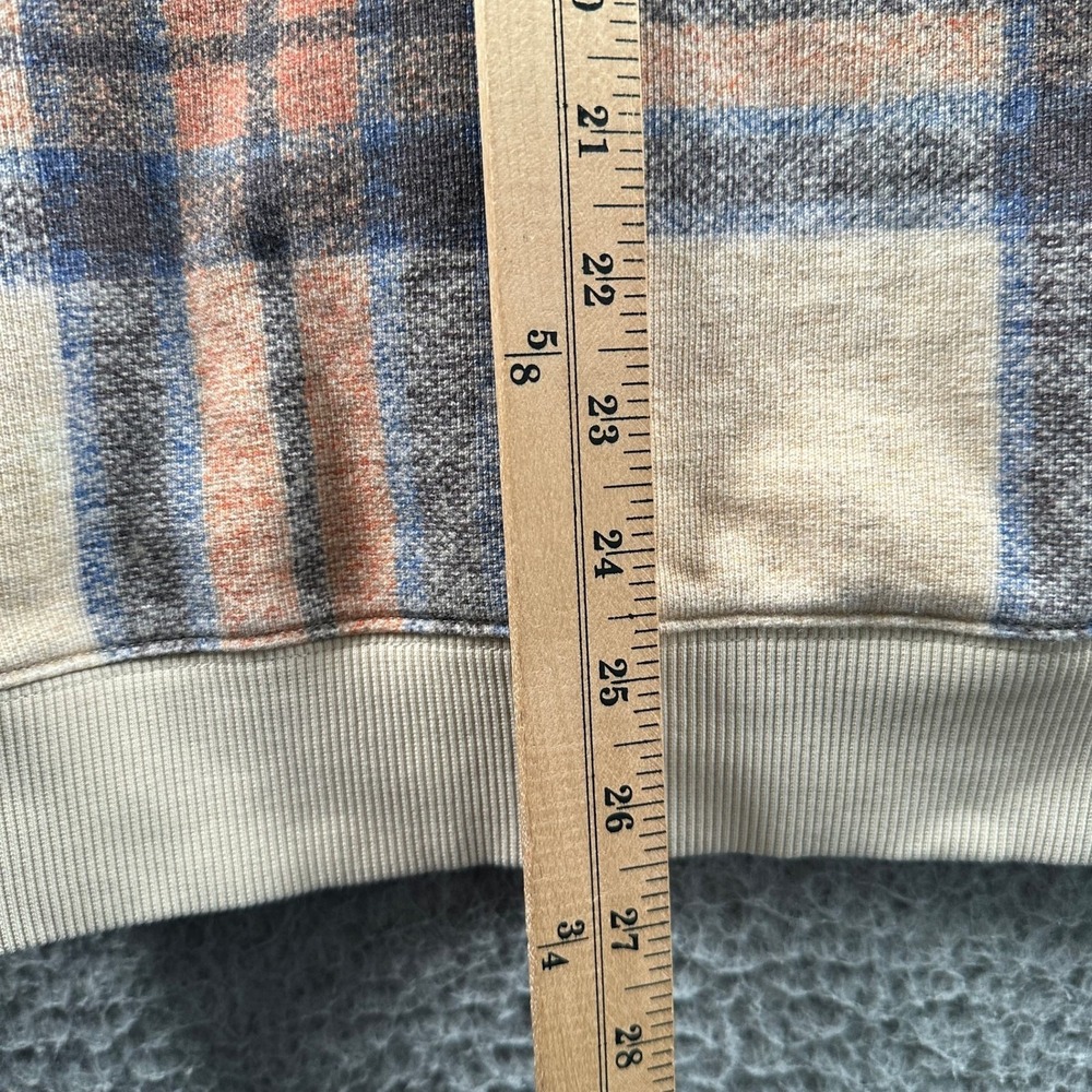 Kith Hoodie Mens L Plaid Pullover Pocket Beige Blue Rust Fleece Lined Relaxed‎ - Picture 6 of 8